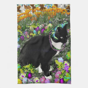 Freckles in the Hunt for Easter Eggs Tea Towel