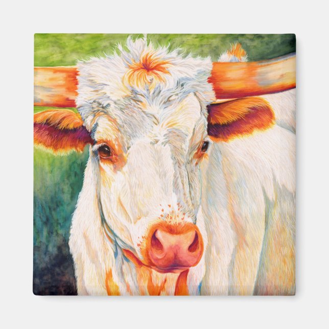 Freckles - Longhorn Heifer Cow Magnet (Front)