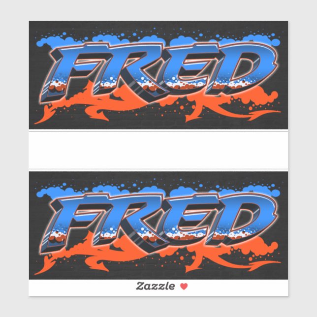 Fred First Name Graffiti Sticker (Sheet)
