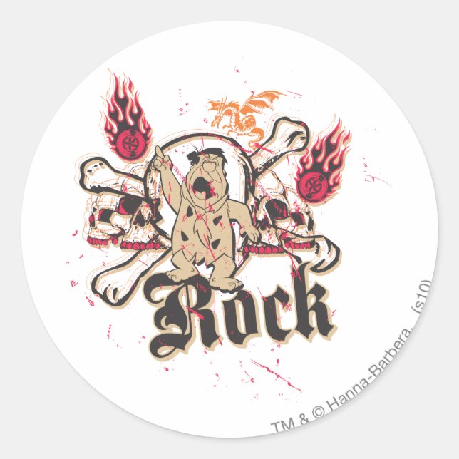 Fred Flintstone  Rock Classic Round Sticker (Front)