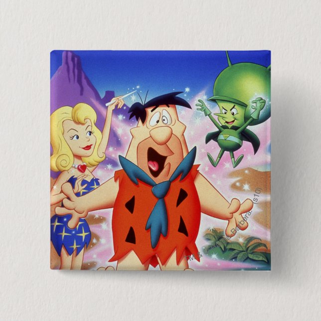 Fred Flintstone Under A Spell 15 Cm Square Badge (Front)