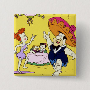 Fred Flintstone Wilma Barney and Betty Fiesta 15 Cm Square Badge
