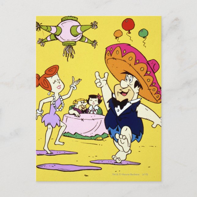 Fred Flintstone Wilma Barney and Betty Fiesta Postcard (Front)