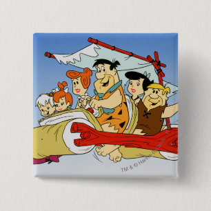 Fred Flintstone Wilma Barney and Betty PEBBLES™ 15 Cm Square Badge