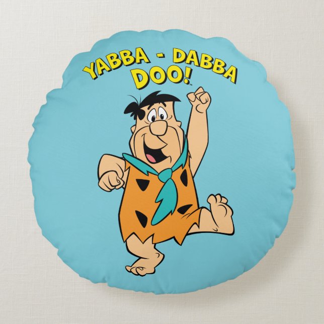 Fred Flintstone Yabba-Dabba Doo! Round Cushion (Front)
