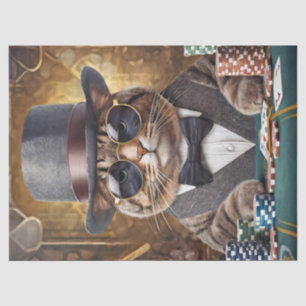 Fred is not Amused, Cat Plays Cards Tissue Paper