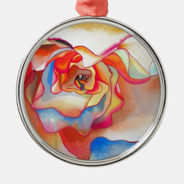 Fred martin begonia watercolour art metal tree decoration (Front)