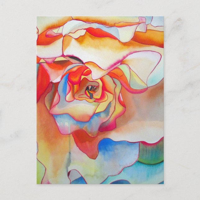 Fred martin begonia watercolour art postcard (Front)