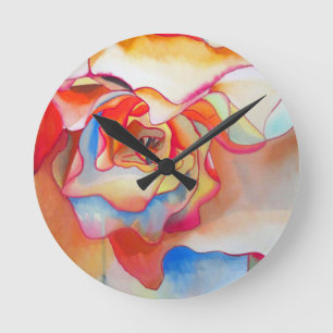 Fred martin begonia watercolour art round clock