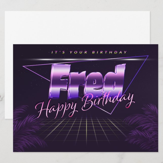 Fred Name First name lila retro card Birthday (Front/Back)