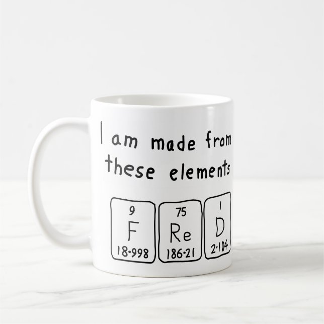 Fred periodic table name mug (Left)
