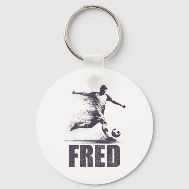 Fred Soccer Boys Personalised First Name Fred  Key Ring (Front)