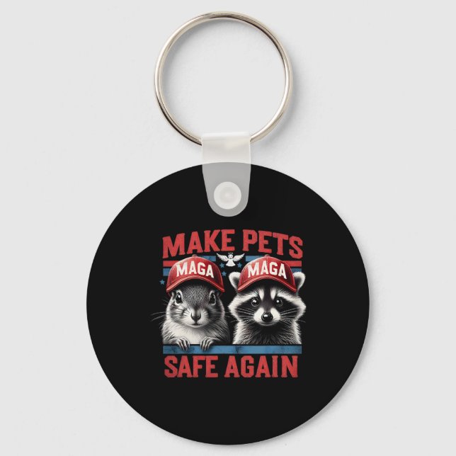 Fred The Racoon P Nut The Squirrel Make Pets Safe Key Ring (Front)