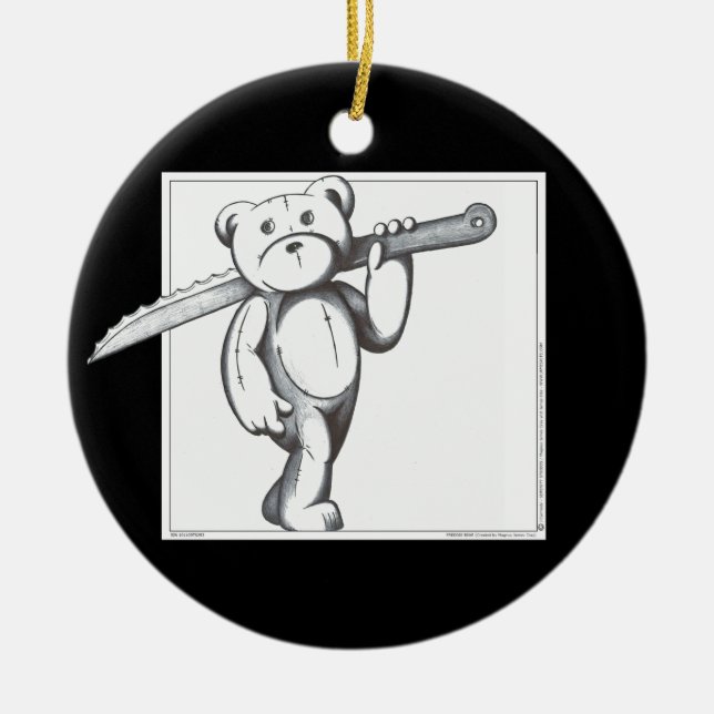 Freddie Bear Ceramic Tree Decoration (Front)