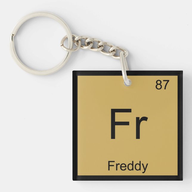 Freddy Name Chemistry Element Periodic Table Key Ring (Front)
