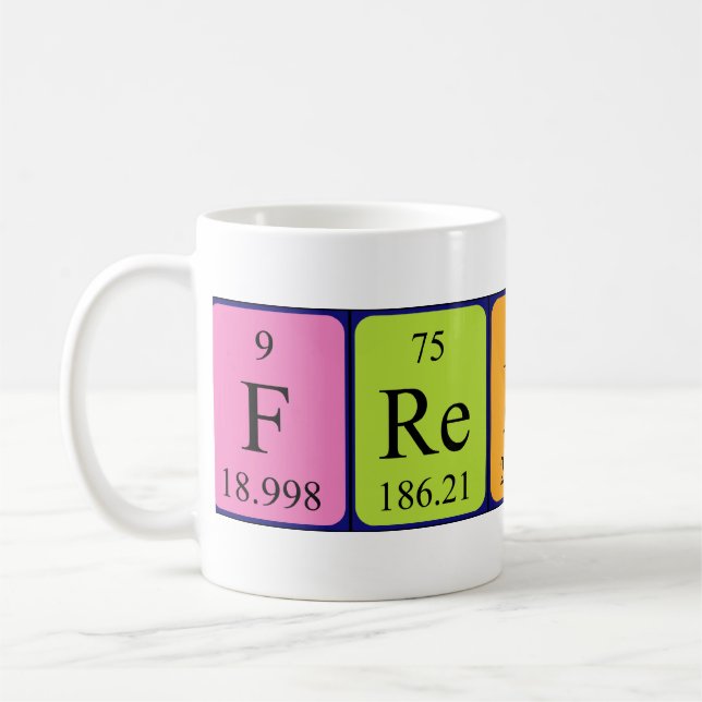 Freddy periodic table name mug (Left)