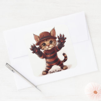 Freddy the Cute Halloween Cat Square Sticker