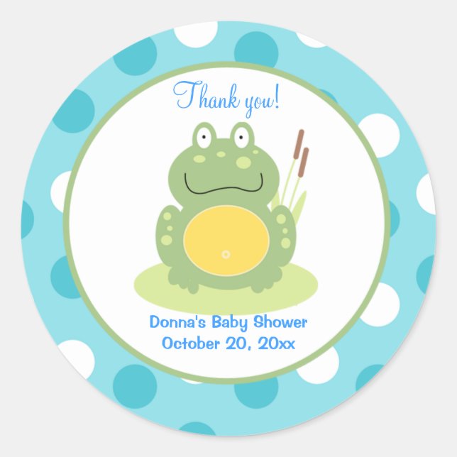 Freddy the Frog Round Favour Sticker (Front)