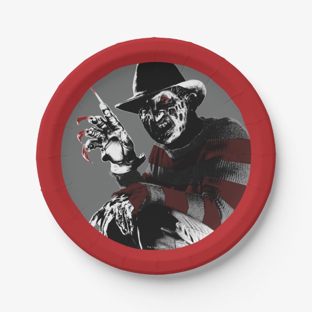 Freddy vs. Jason | Freddy Seeing Red Paper Plate (Front)