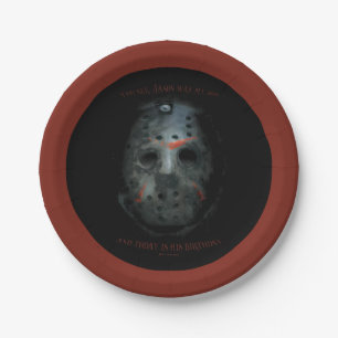 Freddy vs. Jason   Jason Mask Quote Paper Plate