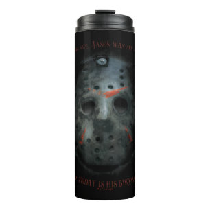 Freddy vs. Jason   Jason Mask Quote Thermal Tumbler