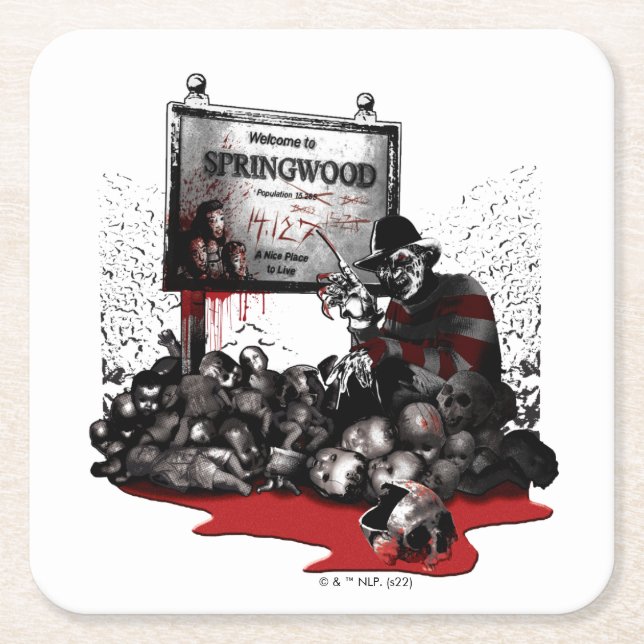 Freddy vs. Jason | Welcome to Springwood Square Paper Coaster (Front)