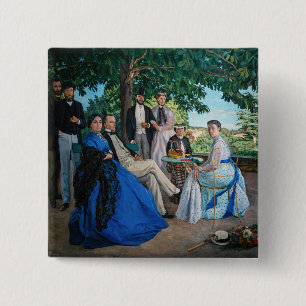 Frederic Bazille - The Family Reunion 15 Cm Square Badge