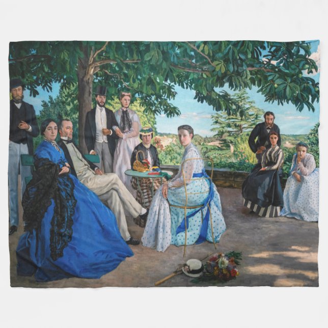 Frederic Bazille - The Family Reunion Fleece Blanket (Front (Horizontal))