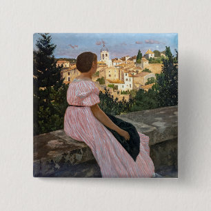 Frederic Bazille - The Pink Dress 15 Cm Square Badge