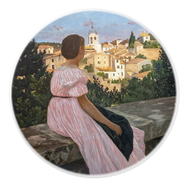 Frederic Bazille - The Pink Dress Ceramic Knob (Front)