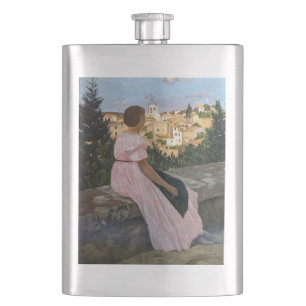 Frederic Bazille - The Pink Dress Hip Flask