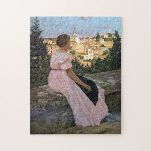 Frederic Bazille - The Pink Dress Jigsaw Puzzle