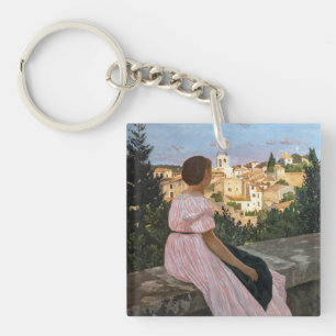 Frederic Bazille - The Pink Dress Key Ring