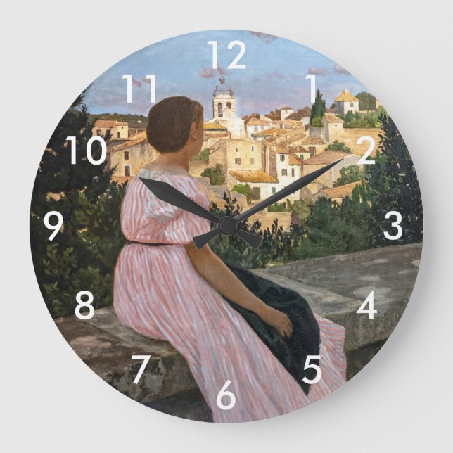 Frederic Bazille - The Pink Dress Large Clock (Front)