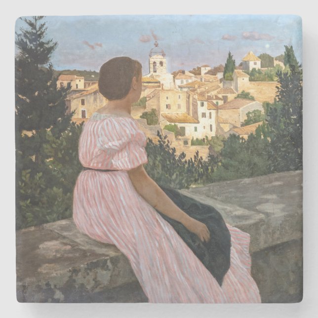 Frederic Bazille - The Pink Dress Stone Coaster (Front)