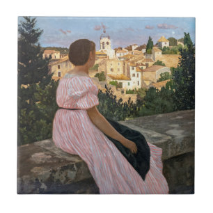 Frederic Bazille - The Pink Dress Tile