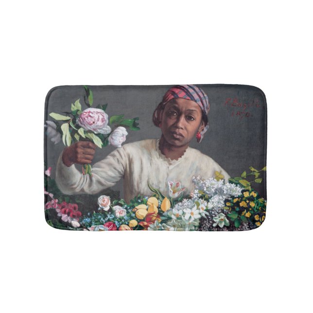 Frederic Bazille - Young Woman with Peonies Bath Mat (Front)