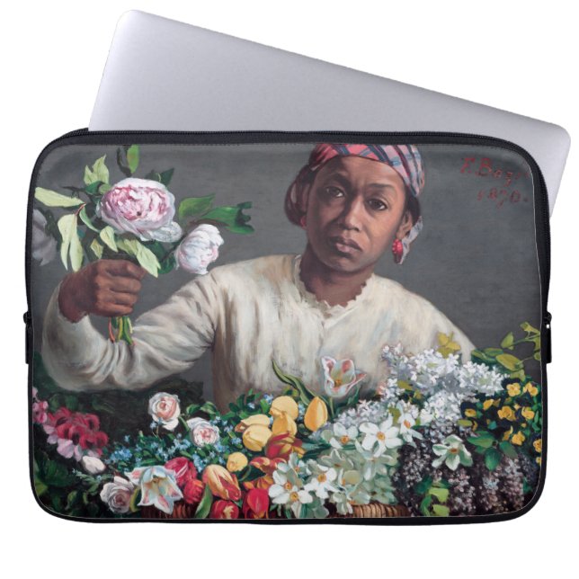 Frederic Bazille - Young Woman with Peonies Laptop Sleeve (Front)