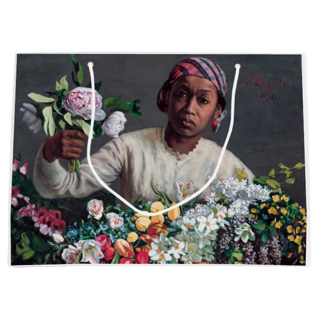 Frederic Bazille - Young Woman with Peonies Large Gift Bag (Front)