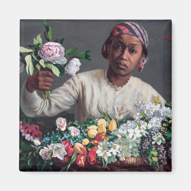 Frederic Bazille - Young Woman with Peonies Magnet (Front)