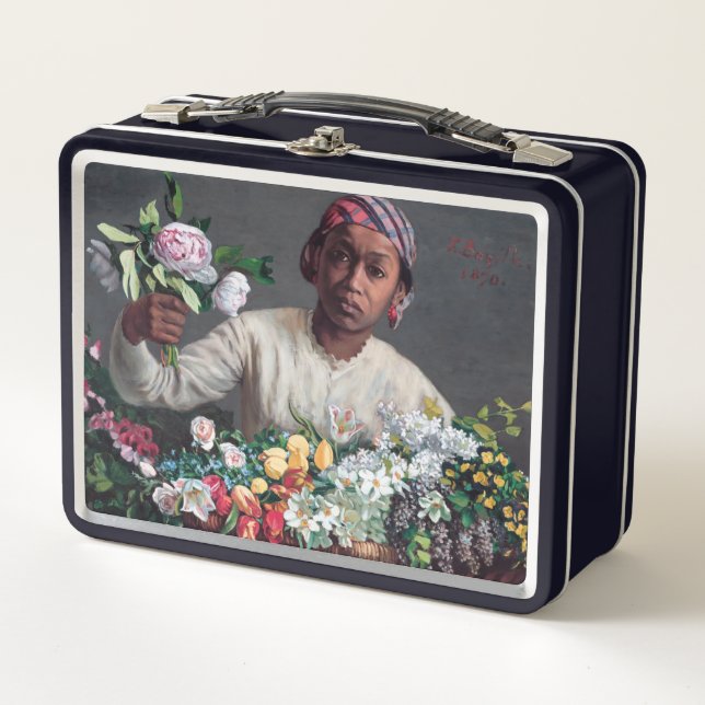 Frederic Bazille - Young Woman with Peonies Metal Lunch Box (Front)