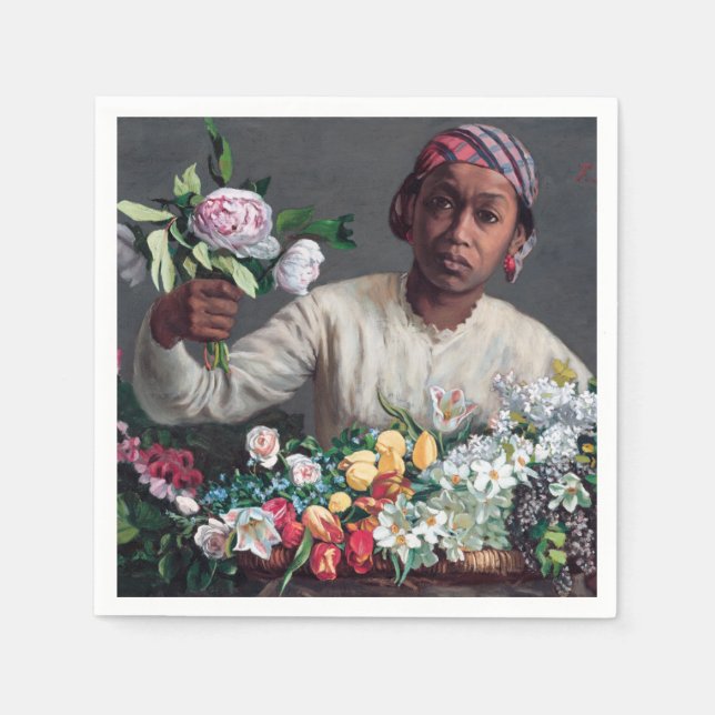Frederic Bazille - Young Woman with Peonies Napkin (Front)