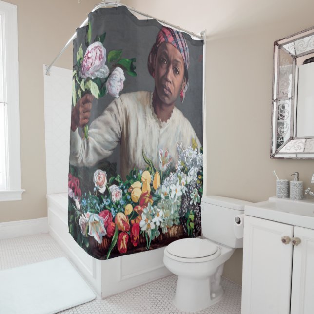 Frederic Bazille - Young Woman with Peonies Shower Curtain (In Situ)