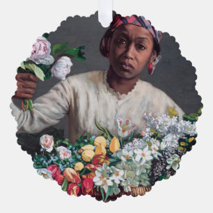 Frederic Bazille - Young Woman with Peonies Tree Decoration Card