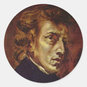 Frederic Chopin Portrait by Eugene Delacroix Classic Round Sticker