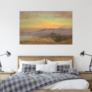 Frederic Edwin Church - Hudson Valley, sunset Canvas Print
