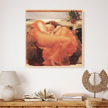 Frederic Lord Leighton Flaming June Square Art Poster<br><div class="desc">Flaming June is a 1895 oil painting by Frederic Lord Leighton. It depicts a reclining female figure in a fiery orange dress,  surrounded by lush vegetation. The painting is considered to be one of Leighton's masterpieces,  and it is often interpreted as a symbol of summer heat and passion.</div>