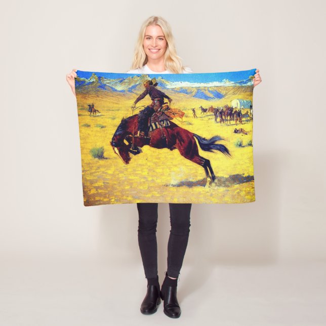 Frederic Remington A Cold Morning on the Range Fleece Blanket (In Situ)