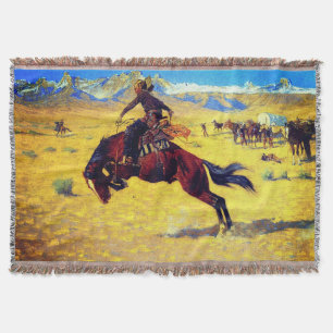 Frederic Remington A Cold Morning on the Range Throw Blanket
