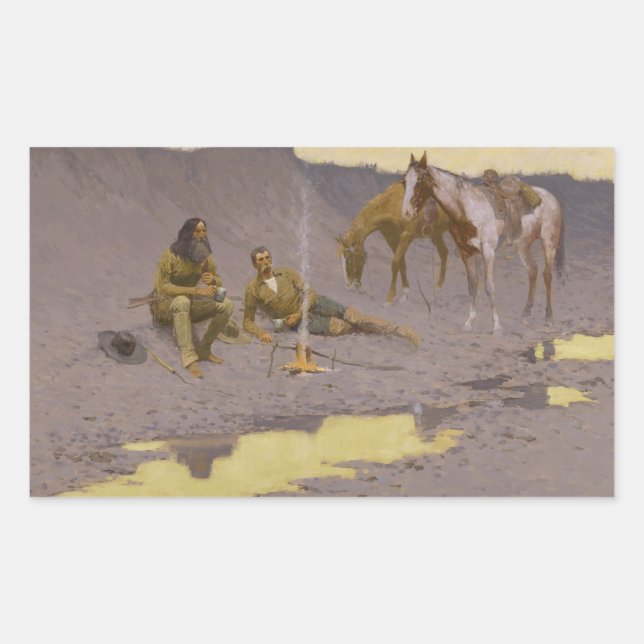 Frederic Remington - A New Year on the Cimarron Rectangular Sticker (Front)